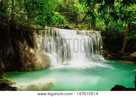 Huay Mae Kamin Waterfall in Khuean Srinagarindra National Park Kanchanaburi Province