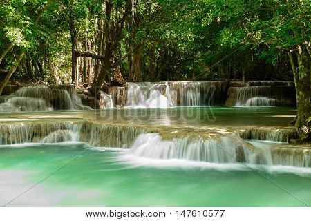 Huay Mae Kamin Waterfall in Khuean Srinagarindra National Park Kanchanaburi Province