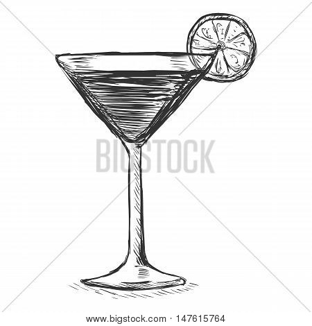Vector Sketch Cocktail With Lime