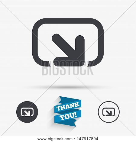 Action sign icon. Share symbol. Flat icons. Buttons with icons. Thank you ribbon. Vector
