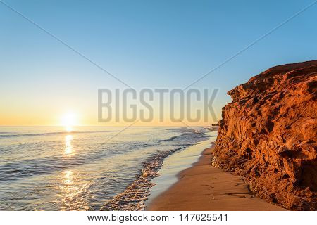 Ocean coast at the sunrise (Thunder Cove Prince Edward Island Canada)