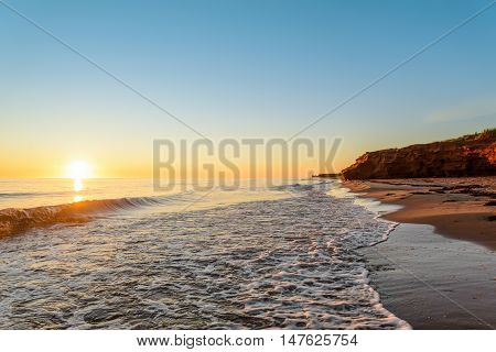 Ocean coast at the sunrise (Thunder Cove Prince Edward Island Canada)