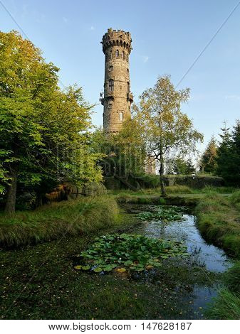 Stone lookout tower. Decinsky Sneznik mountain, Czech republic.