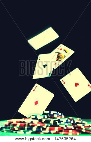 Cards falling on the table