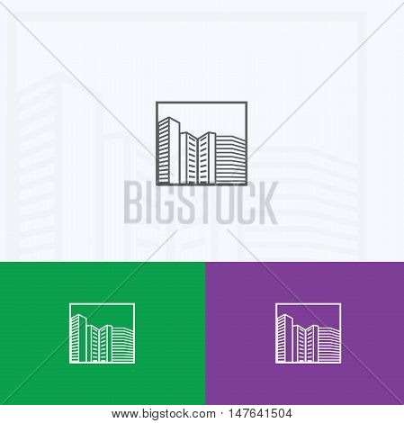 Building logo, real estate agency, skyline vector