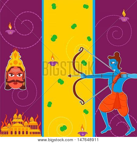 Vector design of India festival Happy Dussehra background