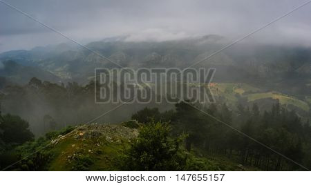 Morning Fog In The Mountains Of Asturias, Spain