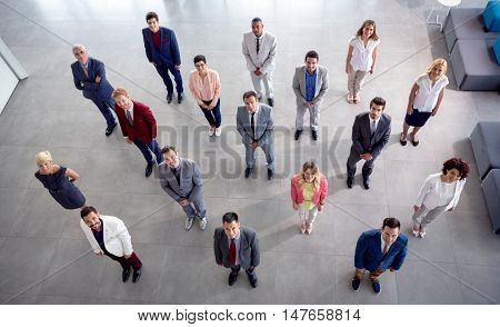 Top view of businessmen and businesswomen