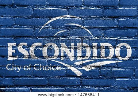 Flag Of Escondido, California, Usa, Painted On Brick Wall