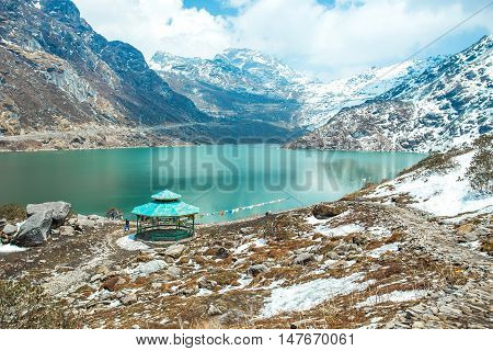 View of Tsangmo Lake in Sikkim India.