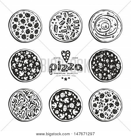 Stock Vector Illustration Of Pizza Varieties