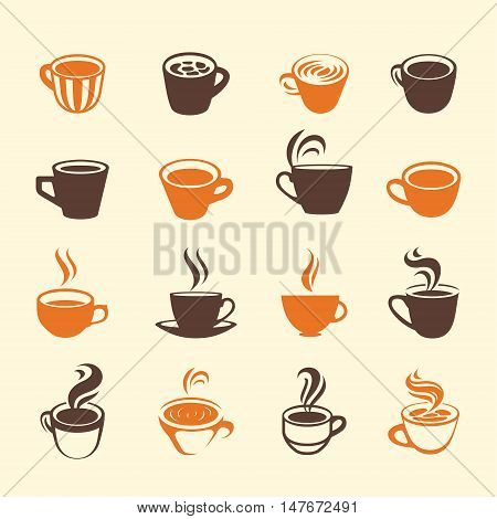 offee cup set. Tea cup. Vector icon collection.