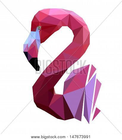 Abstract art flamingo. low poly flamingo. triangle art