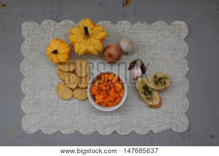 Pumpkin with  olive oil and garlic .Vegetarian food.
