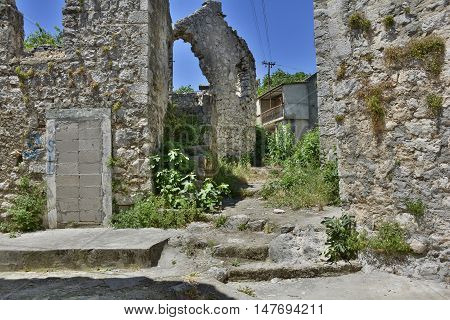 Historic derelict buildings in the southern city of Trebinje in Republika Srpska Bosnia and Herzegovina.
