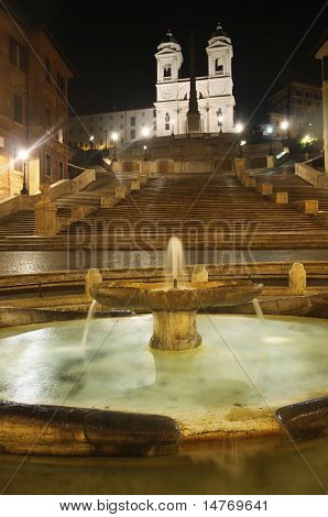 Piazza Di Spagna nocy w Rzym, Włochy