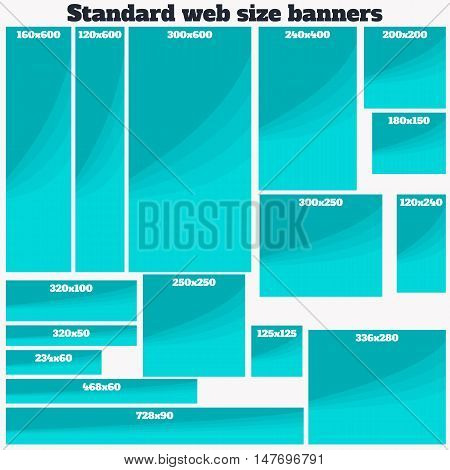 Empty Box Standard size web banners set. Vector Web Banners