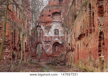 The ruins of the medieval Teutonic castle Balga in the Kaliningrad region. Russia.
