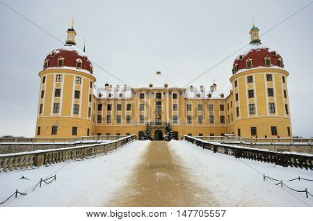 Moritzburg castle in winter time in Germany