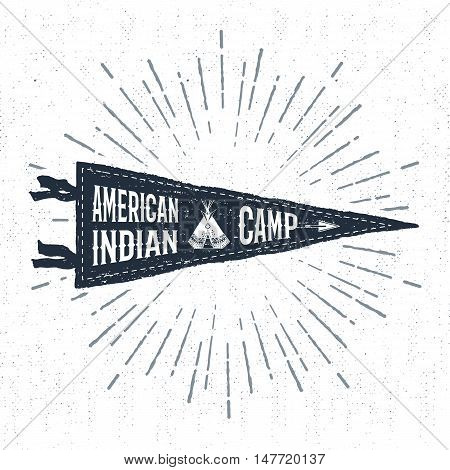 Hand drawn adventure pennant flag vector illustration and 