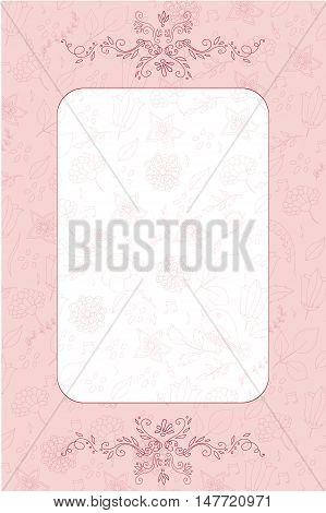 floral frame greeting celebration wedding invitation valentine pink birds flowers leaves background