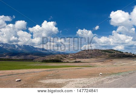 Altay mountains and Kuray steppe in Russia