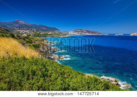 Beautiful view to coastline near Lile Rousse Corsica France Europe.