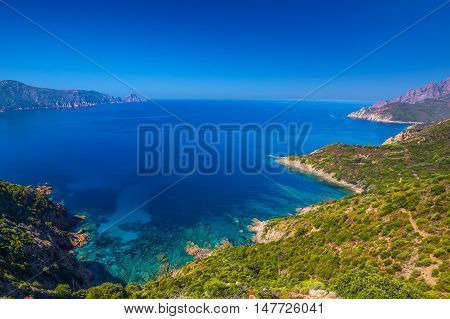 Golfe De Girolata From Bocca Di Palmarella, Corsica, France.