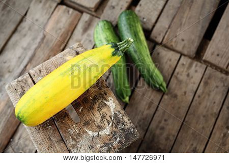 Zucchini and cucurbit. Autumn harvest in a home pantry