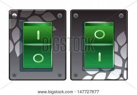 Set of green switches on the white.
