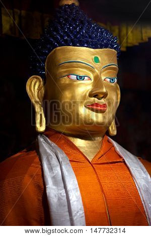 Statue Of Buddha At Hemis Gompa In Le, Ladakh, India