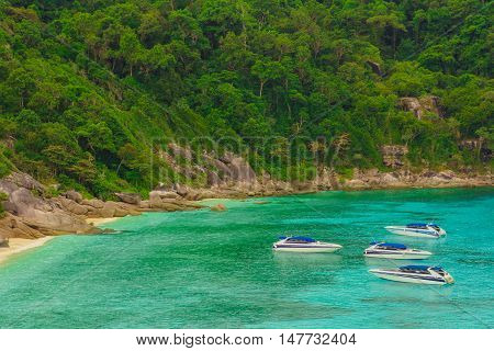 Tourist speedboats at the Bali Hai pier in Pattaya, Thailand