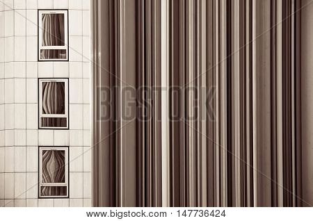 PARIS, FRANCE - MAY 13: Windows and sculpture in la Defense business district on May 13, 2015 in Paris. With the population of 2M, Paris is the capital and most-populous city of France.