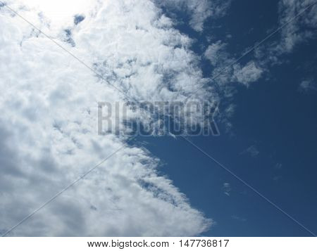 White clouds on blue sky. The clouds in the sky. Sky with clouds. Clouds background. Sky background. Heaven. Nature.