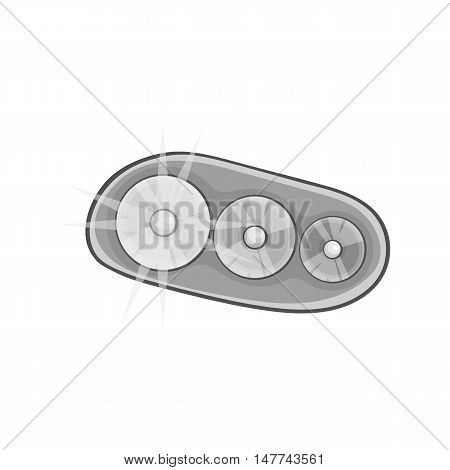 Headlight car icon in black monochrome style isolated on white background. Lighting symbol vector illustration