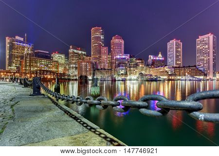 Boston Skyline At Night