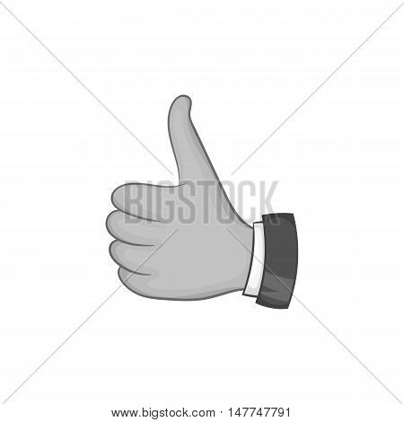 Hand with thumb up icon in black monochrome style isolated on white background. Gesture symbol vector illustration
