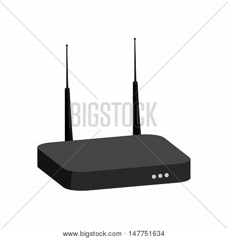 Modem icon in black monochrome style isolated on white background. Internet symbol vector illustration