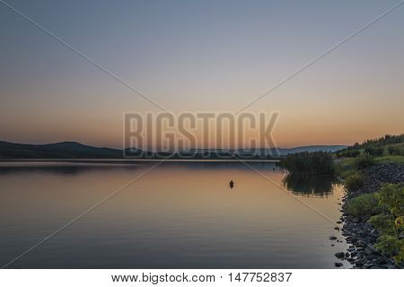 Sunset Near Milada Lake In Hot Summer Evening