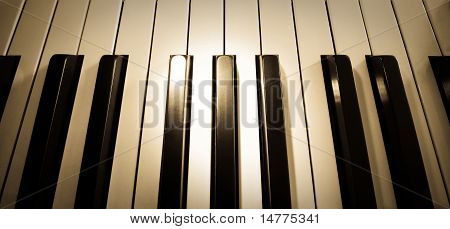 Top View Close Up Shot Of Piano Keyboard