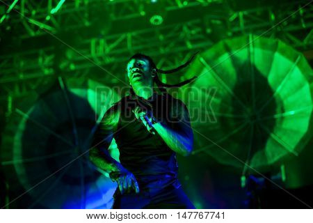 BUDVA- JULY 16 2015: THE PRODIGY BAND GIG ON THE MAIN STAGE AT SEA DANCE FESTIVAL. MUSIC FESTIVAL JULY 16 2015 IN BUDVA JAZ BEACH MONTENEGRO