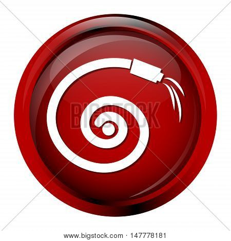 Hose icon garden hose icon, red button vector illustration