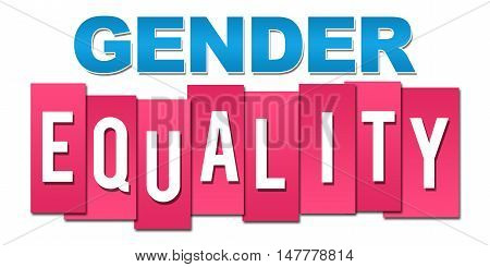 Gender equality text written over pink blue background.