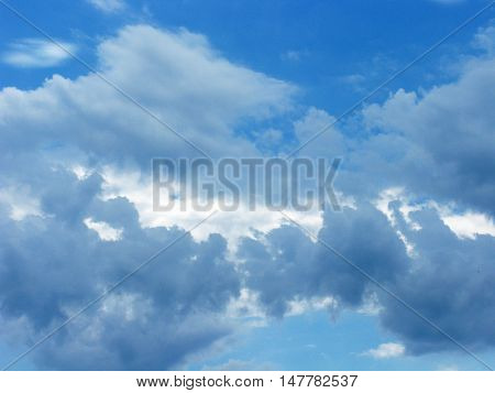 White clouds on blue sky. The clouds in the sky. Sky with clouds. Clouds background. Sky background. Nature.