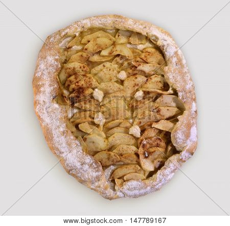 apple pie cake with cinnamon isolated on white background with clipping path