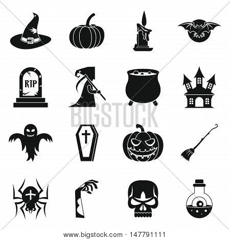 Halloween icons set in simple style. Halloween elements set collection vector illustration