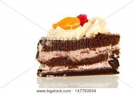 Pastry kirschtorte isolated over white background