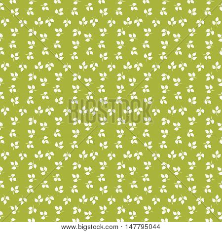 Green leaves patternin green ad white tones