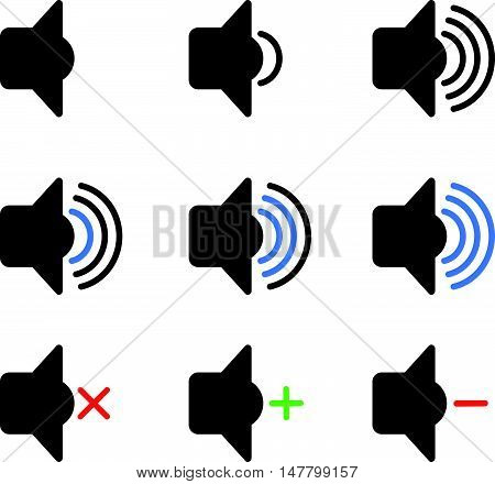 Set of Audio Speaker Volume or Music Icons