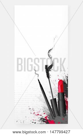 style cosmetic beauty makeup art background with mascara